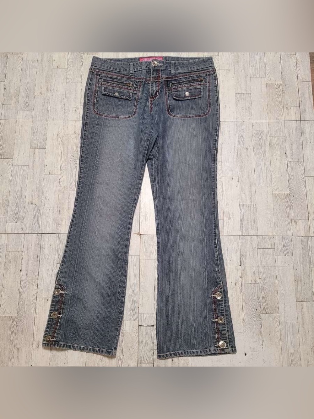 Women’s Y2K Apollo Jeans Medium Rise Flared Pink Cargo Pocket Denim Size 13/14